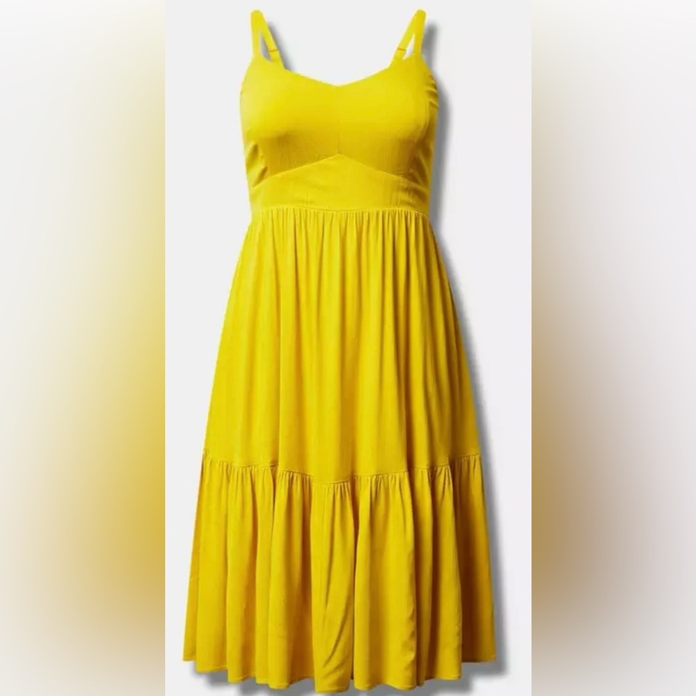 Torrid Rayon Slub Tiered Midi Dress NWT - Picture 3 of 6